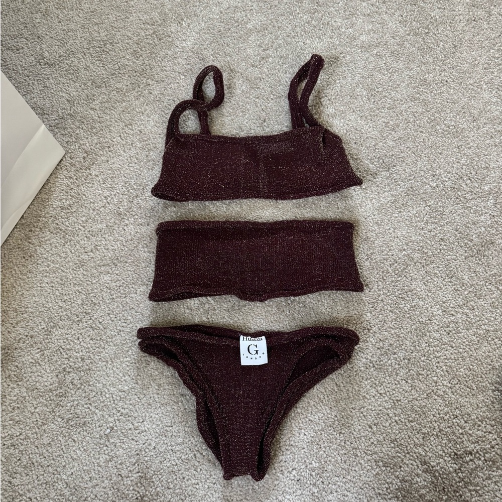 Hunza G Swim 3 pieces. Brown sparkle